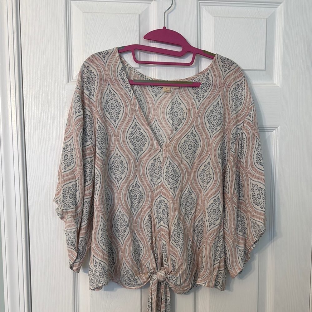 Patterned Women's Top - Pink and Gray